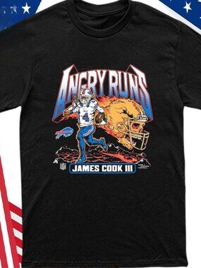 James Cook III Angry Runs Buffalo T-shirt - Football Fan Graphic Tee